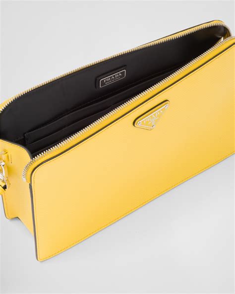 Bright Yellow N Saffiano leather pouch 